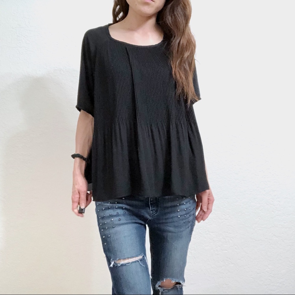 Romeo & Juliet Couture Black Pleated Top